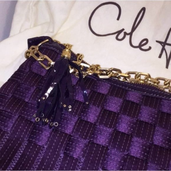 Cole Haan jewel-tone purple woven handbag - Picture 6 of 7
